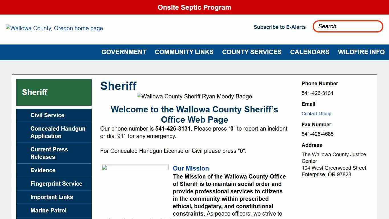 Sheriff | Wallowa County OR