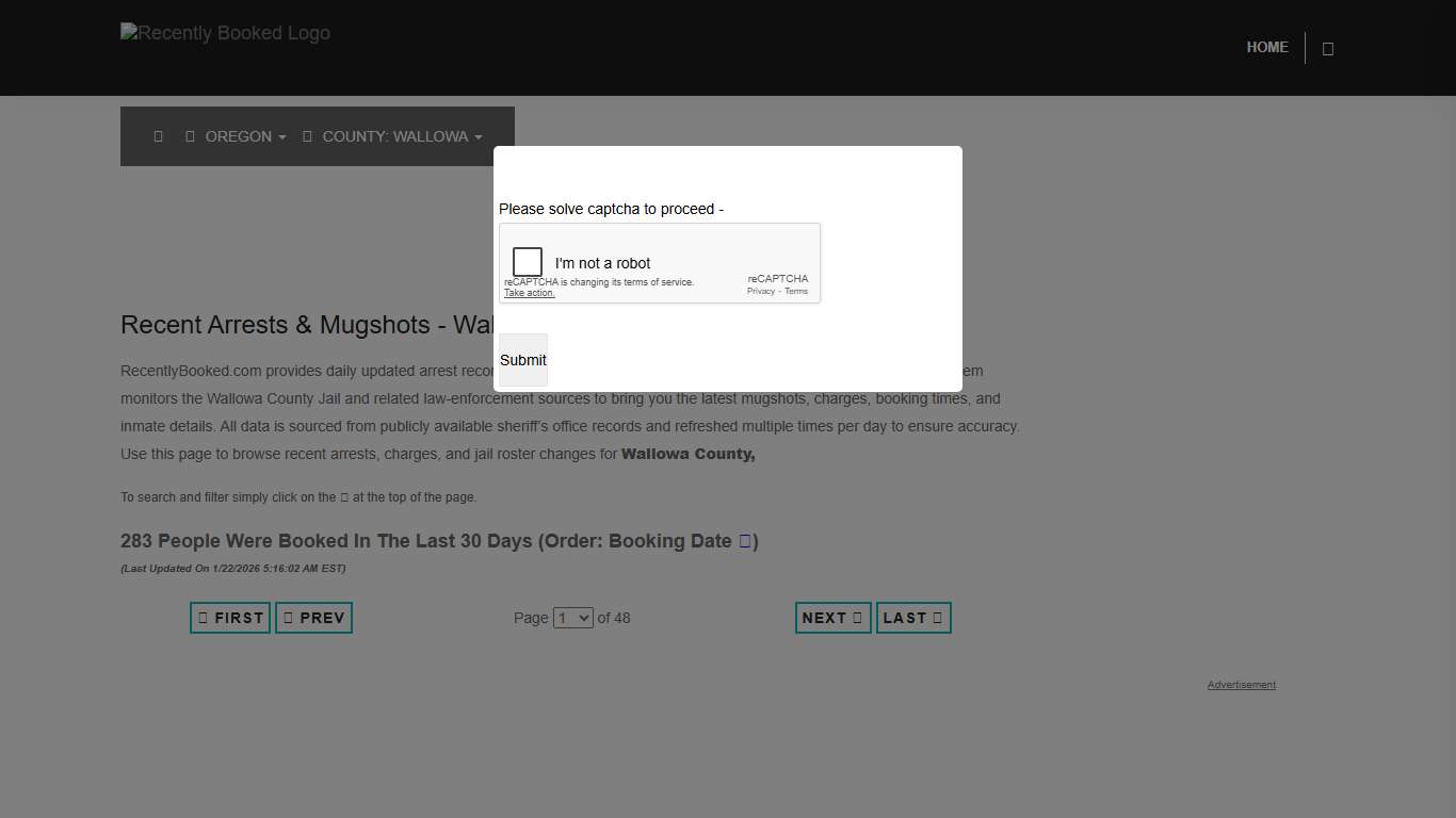 Wallowa County, Oregon Mugshots | RecentlyBooked.com