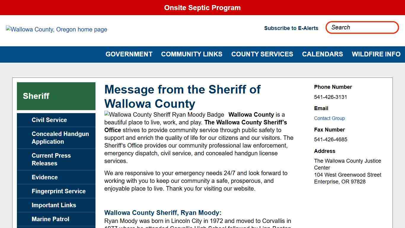 Message from the Sheriff of Wallowa County | Wallowa County OR